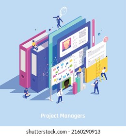 IT professions isometric composition with project manager symbols vector illustration