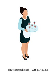 Profesión composición de personas isométricas con carácter humano aislado sin rostro en ilustración vectorial uniforme adecuada