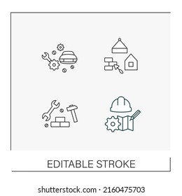 Professions line icons set. Various professions. Important jobs. Career concepts. Isolated vector illustrations.Editable stroke