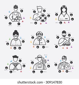 professions line infographic illustration. Fully editable vector file