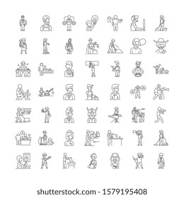 Professions linear icons, signs, symbols vector line illustration set