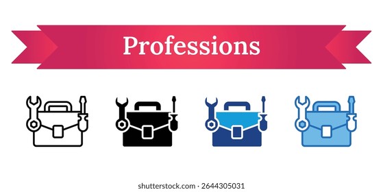Professions - Multi Style - A professional toolbox filled with tools symbolizing work readiness, trade, and technical expertise