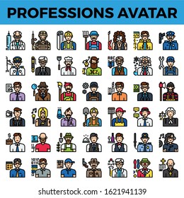 Professions and occupation avatar. Pixel perfect filled outline icon. Vector illustration
