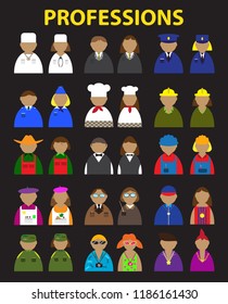 Professions people avatars icons set