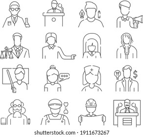 Professions and people icon pack, 16 icons