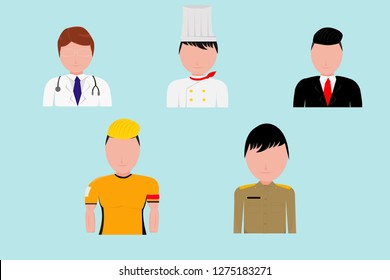 Professions people vector icons set. Different profession men cartoon characters in uniform isolated on colorful backgrounds. Occupations avatars flat illustration for labor day, job concept