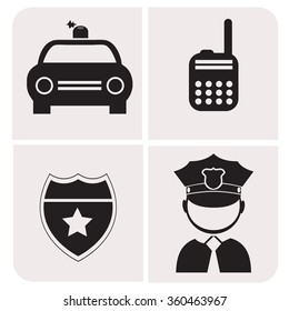 Professions. Policeman. People at work. Set. Vector icon.
