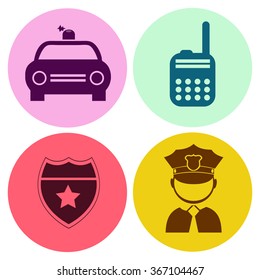 Professions. Policeman. People at work. Set. Vector icon.