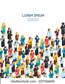 Professions poster with isometric avatars of engineer handyman waiter painter vector illustration