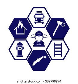 Professions. Set of firefighter vector icon. People at work. 