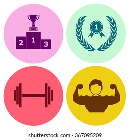 Professions. Sportsman. Strongman, People at work. Set. Vector icon.