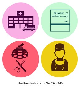Professions. Surgeon. People at work. Set. Vector icon.