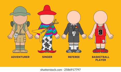 Professions Uniforms: Adventurer, Singer, Referee, Basketball Player