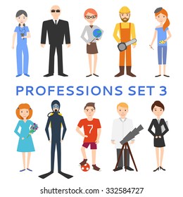 Professions, uniforms, job. Set of vector icons.