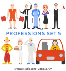 Professions, uniforms, job. Set of vector icons.