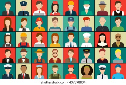 Professions Vector Flat Icons.