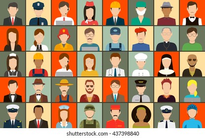 Professions Vector Flat Icons.