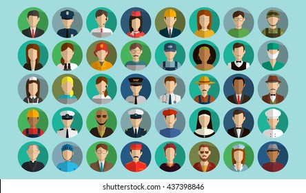 Professions Vector Flat Icons.