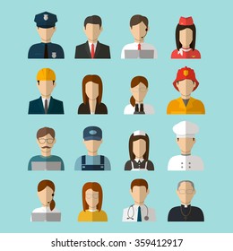 Professions Vector Flat Icons. Signs, symbols set