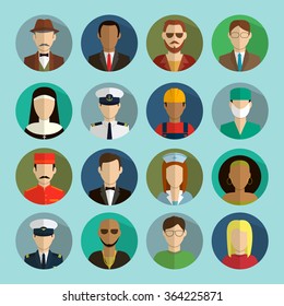 Professions Vector Flat Icons Signs Symbols Stock Vector (Royalty Free ...