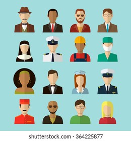 Professions Vector Flat Icons. Signs, symbols set