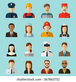 Professions Vector Flat Icons. Signs, symbols set