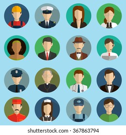 Professions Vector Flat Icons Signs Symbols Stock Vector (Royalty Free ...