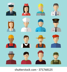 Professions Vector Flat Icons. Signs, symbols set