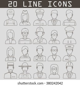 Professions Vector Flat Icons. Signs, symbols set