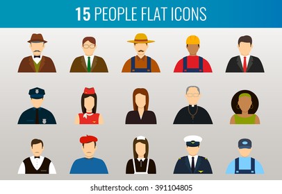 Professions Vector Flat Icons. Signs, symbols set