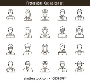 Professions Vector Flat Icons. Signs, symbols set