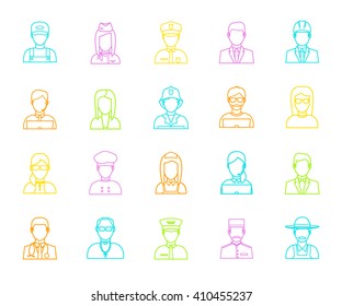 Professions Vector Flat Icons. Signs, symbols set