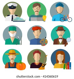 Professions Vector Flat Icons. Signs, symbols set