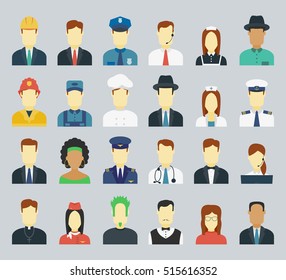 Professions Vector Flat Icons. Signs, symbols set