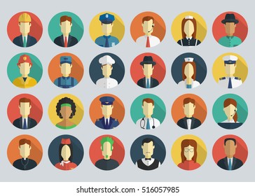 Professions Vector Flat Icons. Signs, symbols set