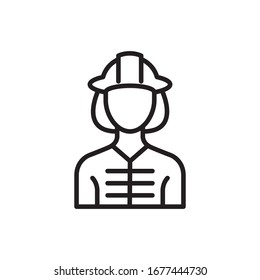 Professions vector line icon. Human characters, avatars. Fireman worker. 