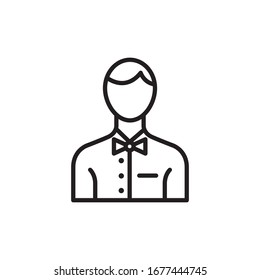 Professions vector line icon. Human characters, avatars. Waiter worker. 