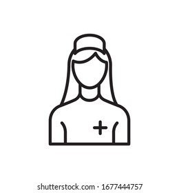 Professions vector line icon. Human characters, avatars. Nurse worker. 
