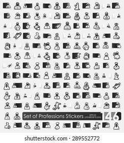 professions vector sticker icons with shadow. Paper cut