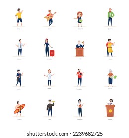 Professions and Working Characters Pack in Flat Style 

