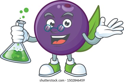 Professor acai berries cartoon character for health