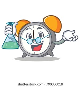 Professor alarm clock character cartoon