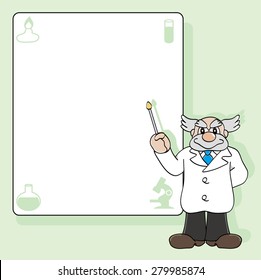 A professor with blank board, green background