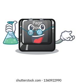 Professor button page down isolated with cartoon