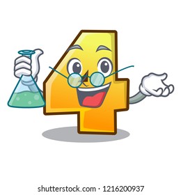Professor cartoon fence with the number four