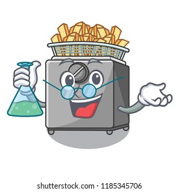 Professor character deep fryer on restaurant kitchen
