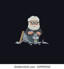 Professor character design robot vector illustration