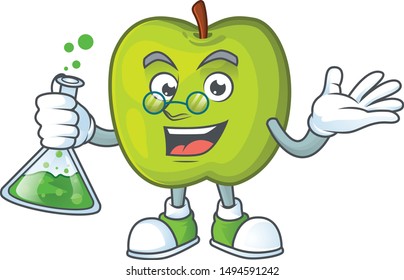 Professor character granny smith green apple with mascot