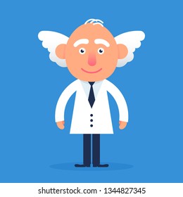 The professor character isolated on a background.. Flat design vector funny illustration. Back to school idea. 