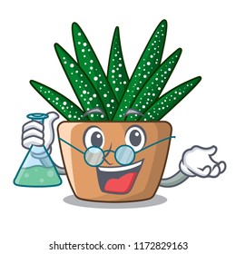 Professor character small zebra cactus plant on pot